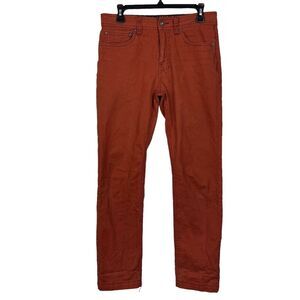 Prana Womens 30x30 Slim Fit‎ Organic Cotton Chinos Stretch Burnt Orange Zip